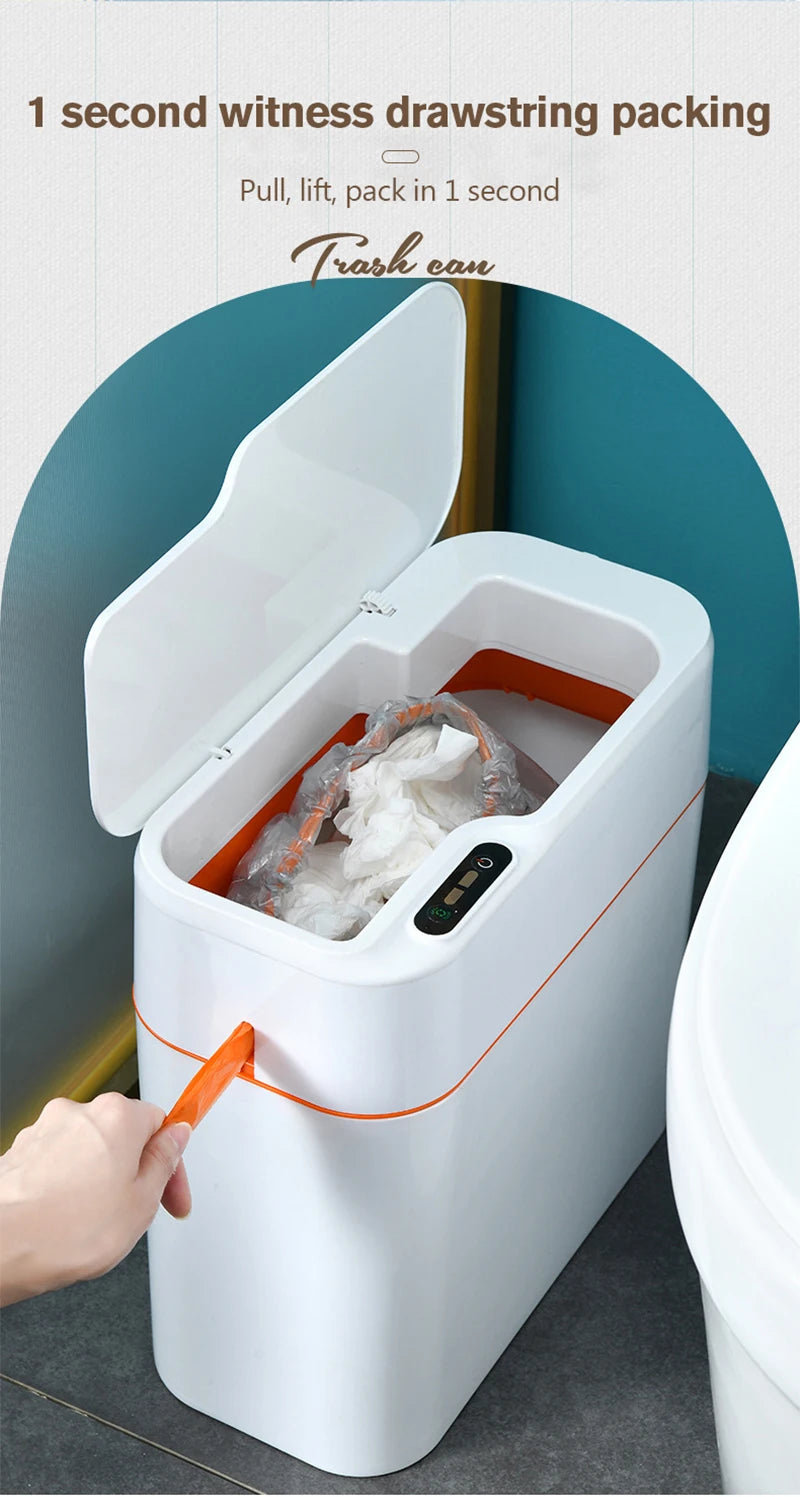 New Induction Trash Can Smart Sensor Garbage Bin Automatic Sealing 18L Kitchen Bathroom Waterproof Large Privacy Trash Bin