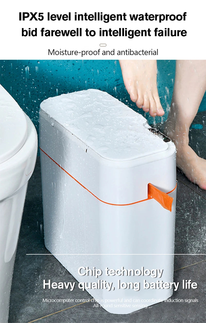 New Induction Trash Can Smart Sensor Garbage Bin Automatic Sealing 18L Kitchen Bathroom Waterproof Large Privacy Trash Bin