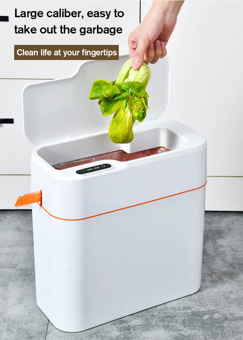 New Induction Trash Can Smart Sensor Garbage Bin Automatic Sealing 18L Kitchen Bathroom Waterproof Large Privacy Trash Bin