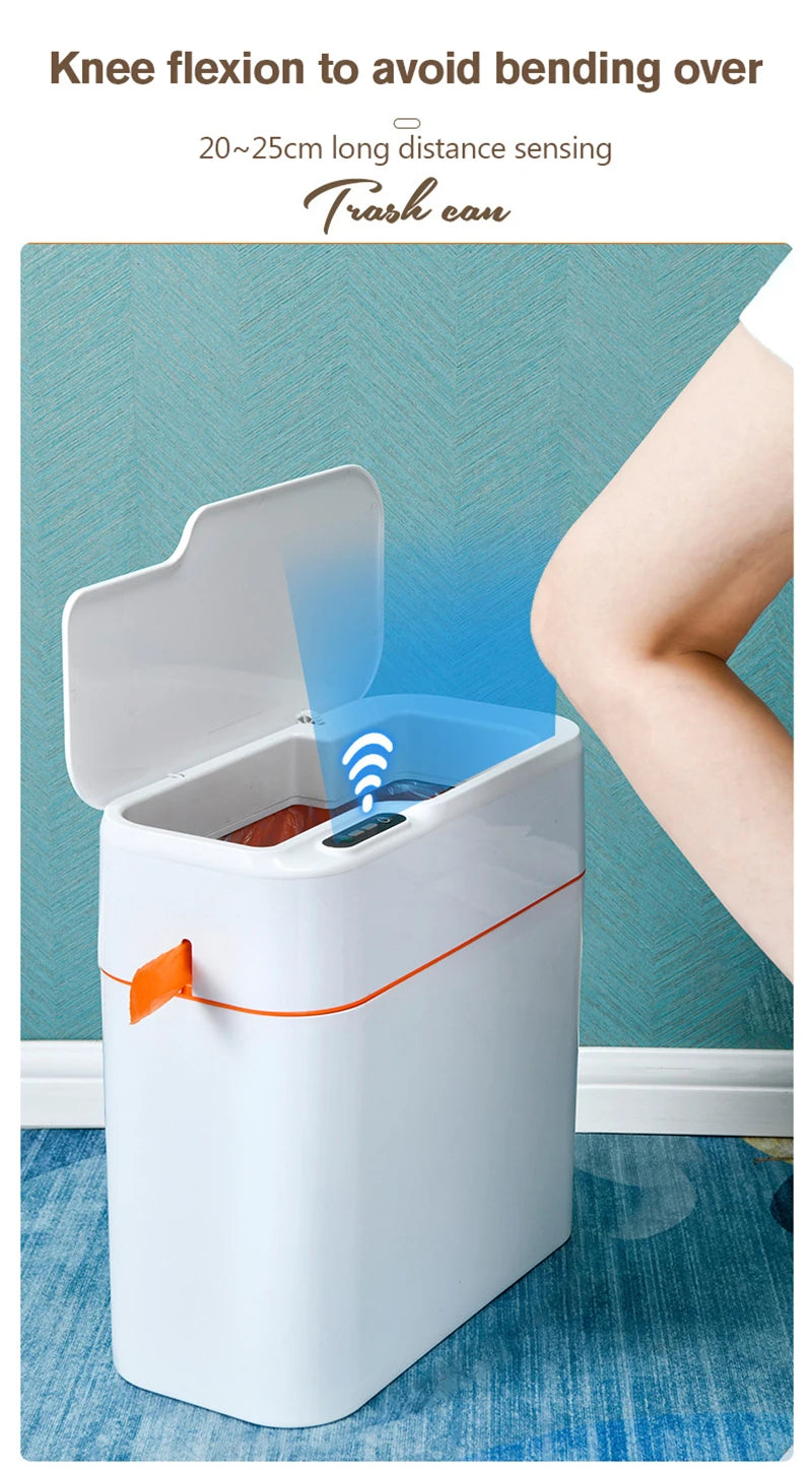 New Induction Trash Can Smart Sensor Garbage Bin Automatic Sealing 18L Kitchen Bathroom Waterproof Large Privacy Trash Bin