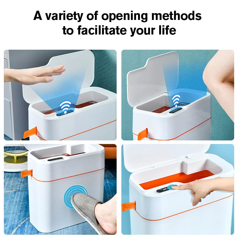 New Induction Trash Can Smart Sensor Garbage Bin Automatic Sealing 18L Kitchen Bathroom Waterproof Large Privacy Trash Bin