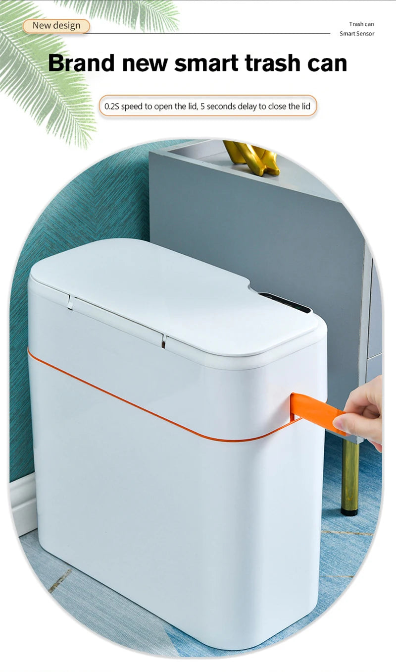 New Induction Trash Can Smart Sensor Garbage Bin Automatic Sealing 18L Kitchen Bathroom Waterproof Large Privacy Trash Bin