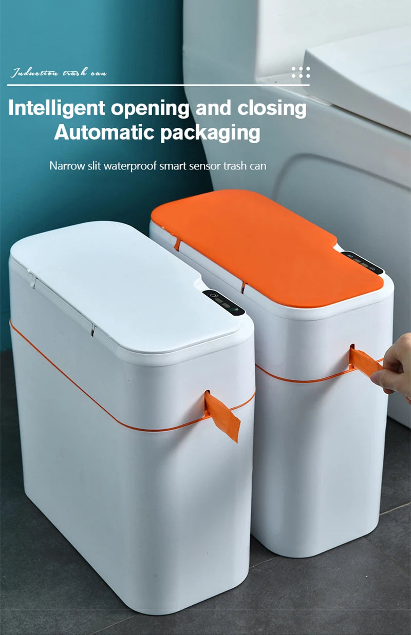 New Induction Trash Can Smart Sensor Garbage Bin Automatic Sealing 18L Kitchen Bathroom Waterproof Large Privacy Trash Bin