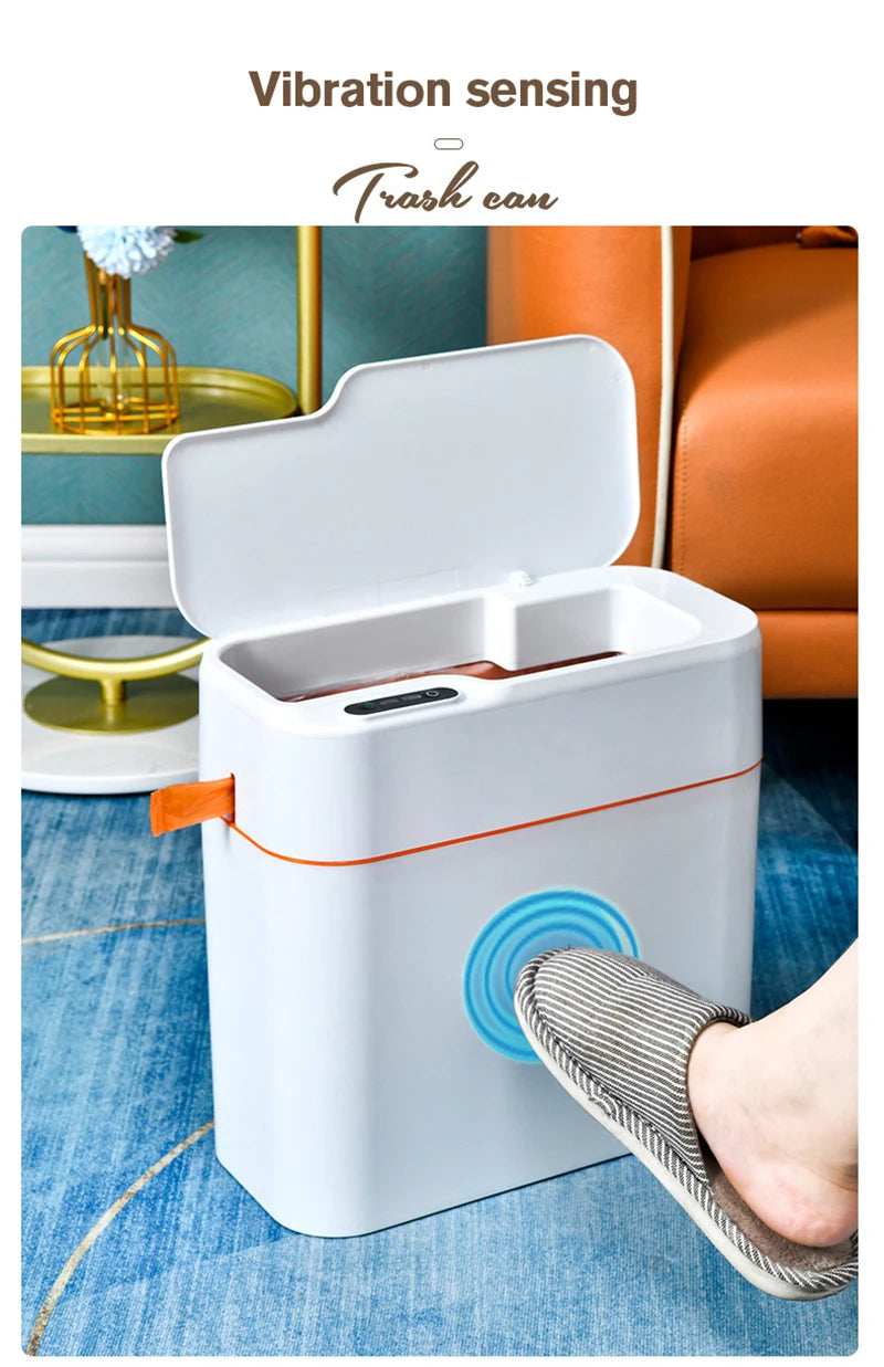 New Induction Trash Can Smart Sensor Garbage Bin Automatic Sealing 18L Kitchen Bathroom Waterproof Large Privacy Trash Bin