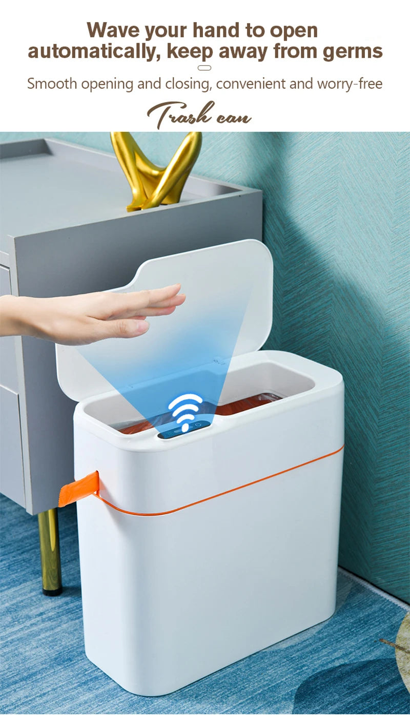 New Induction Trash Can Smart Sensor Garbage Bin Automatic Sealing 18L Kitchen Bathroom Waterproof Large Privacy Trash Bin
