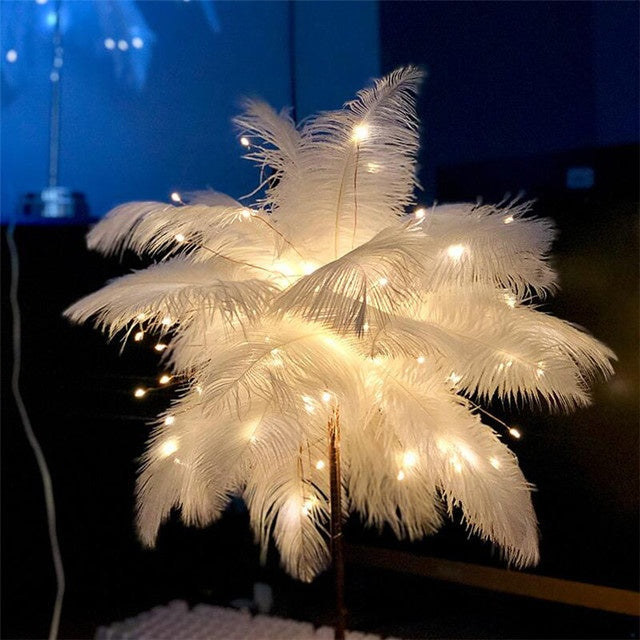 Feather Lamp Nordic Desk Lamp European-Style Bedroom Bedside Feather Table Lamp Night Light Table Lamp Decoration Modern