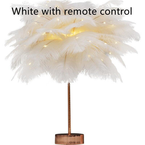 Feather Lamp Nordic Desk Lamp European-Style Bedroom Bedside Feather Table Lamp Night Light Table Lamp Decoration Modern